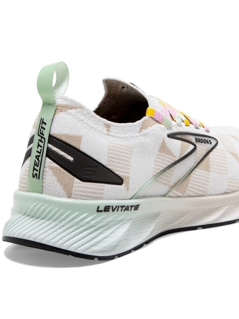 Brooks Levitate Stealthfit 6 White & Tan Running Shoe - Picture 5 of 6